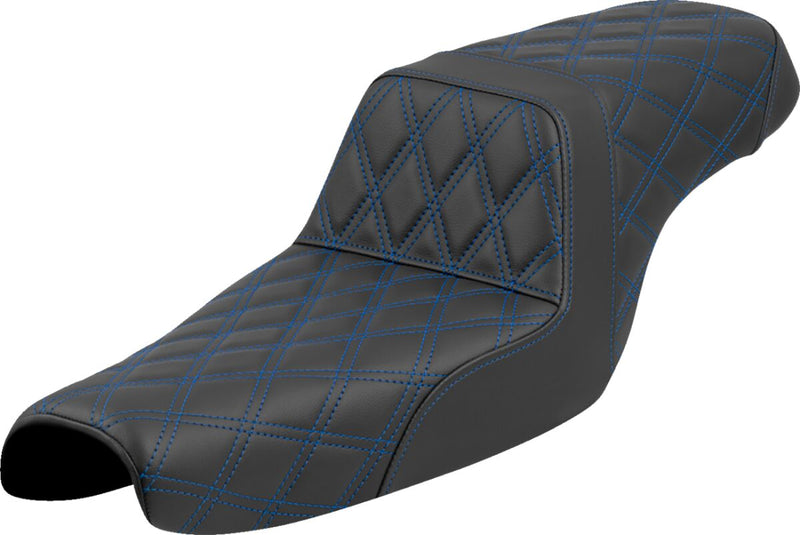 Saddlemen Lattice Stitch Step-Up Seat for 2004-2022 Harley-Davidson Black Blue 2-Up Seat Saddlehyde™ #807-11-17501