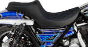 Drag Specialties Black Double Diamond Stitch Vinyl Predator III Seat w/Black Thread for 1982-1994,1999-2000 Harley-Davidson FXR Motorcycles