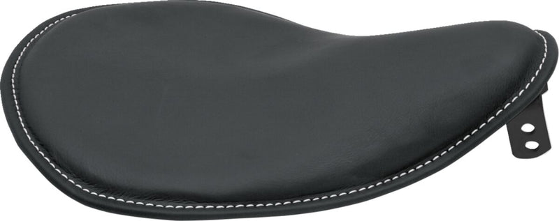 Drag Specialties 10 in. Wide Small Low Profile Spring Solo Seat w/White Stitching