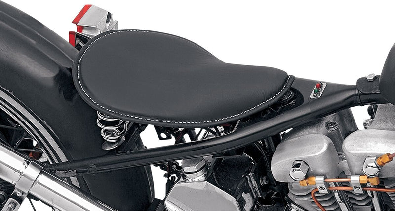 Drag Specialties 10 in. Wide Small Low Profile Spring Solo Seat w/White Stitching