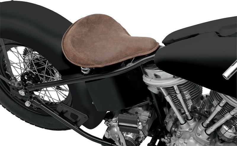 Drag Specialties Distressed Brown Leather Large Spring Solo Seat w/Perimeter Stitched