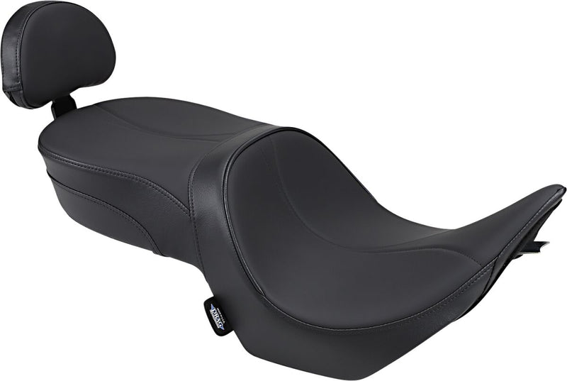 Drag Specialties Mild Stitch Low Profile Touring Seat w/Passenger Backrest for 2005-2014 Victory Hammer Motorcycles Black #0810-1585