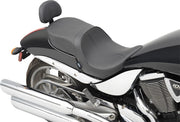 Drag Specialties Mild Stitch Low Profile Touring Seat w/Passenger Backrest for 2005-2014 Victory Hammer Motorcycles Black #0810-1585
