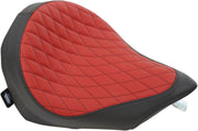 Drag Specialties Low Profile Diamond Stitch w/Red Top Solo Seat for Various Victory Motorcycles Black| Red #0810-1885