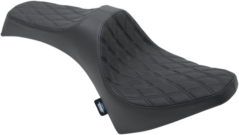 Drag Specialties Black Predator III Double Diamond Stitch Vinyl Seat w/Black Thread for 2016-2021 Indian Scout Motorcycles