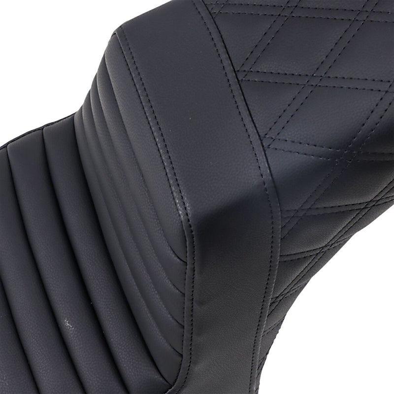Saddlemen Black Rear Lattice Stitch Tuck N Roll Seat for 2018-2024 Indian Scout Motorcycles Black Fitment INDIAN #I18-33-176