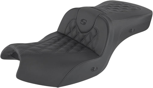 Saddlemen Black Lattice Stitch Road Sofa Heated Seat w/o Backrest for 2022-2026 Indian Pursuit and 2020-2026 Indian Challenger Motorcycles