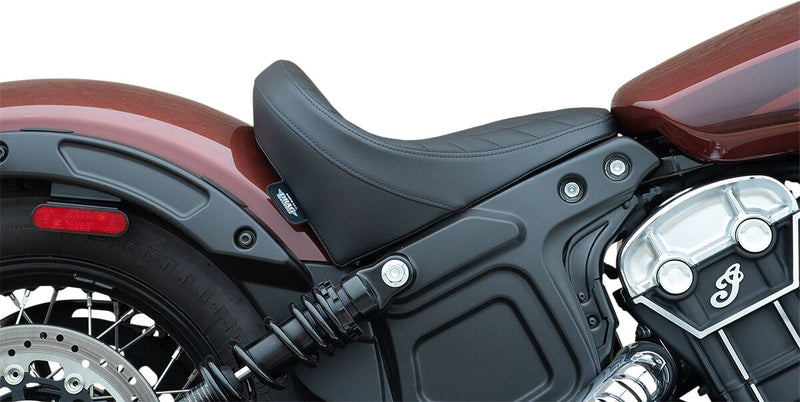 Drag Specialties Black Vinyl Bobber Style Front Diamond Stitch Solo Seat for 2018-2024 Indian Scout Motorcycles