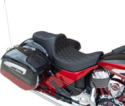 Drag Specialties Black Vinyl Predator III Double Diamond Seat for Various Indian Motorcycles