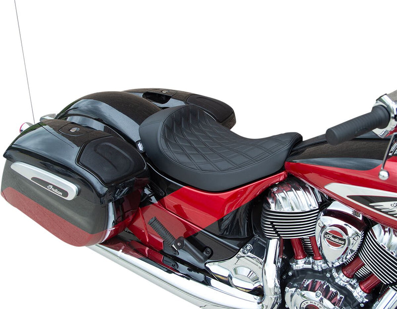 Drag Specialties Black w/Black Stitching Solo Double Diamond Seat for Various Indian Motorcycles