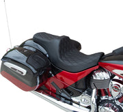 Drag Specialties Black Forward Positioned Predator III Double Diamond Stitched Seat for Various Indian Motorcycles