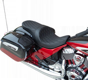 Drag Specialties Black Vinyl Forward Positioned Low Profile Double Diamond Seat for Various Indian Motorcycles
