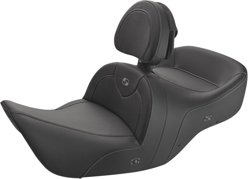Saddlemen Black Heated Carbon Fibre Roadsofa Gel Seat w/Backrest for 2001-2010 Honda Gold Wing Motorcycles