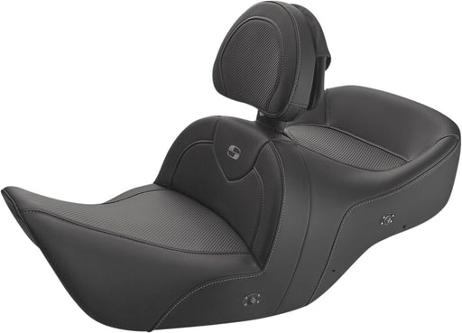 Saddlemen Black Heated Carbon Fibre Roadsofa Gel Seat w/Backrest for 2001-2010 Honda Gold Wing Motorcycles