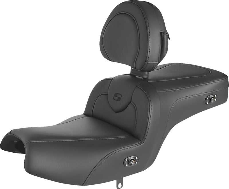 Saddlemen Black Heated Roadsofa Seat w/Drivers Backrest for 2020-2026 Indian Challenger Motorcycles