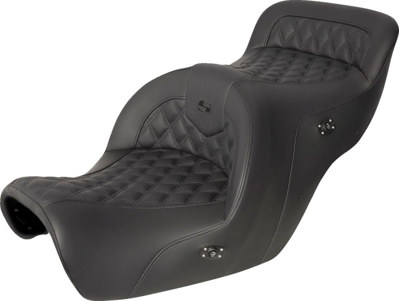 Saddlemen Black Lattice Stitched Heated Road Sofa Seat w/o Backrest for 1988-2000 Honda Gold Wing Motorcycles