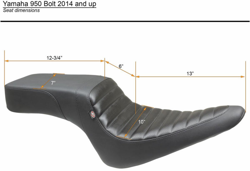 Mustang Squareback One-Piece Seat for 2014-2022 YAMAHA XVS 950 C Black Vinyl Each