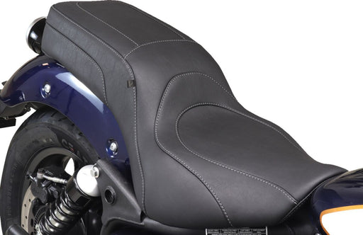 Mustang Squareback Seat for 2023-2025 ROYAL ENFIELD SUPER METEOR 650 ABS Black Grey 2-Up Seat One-Piece Vinyl