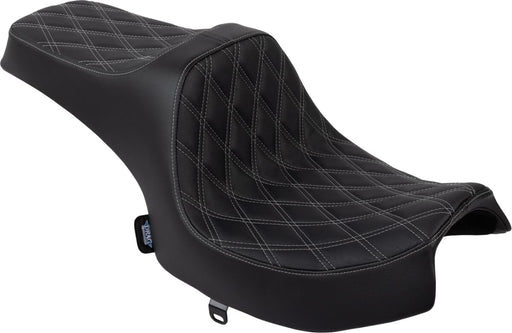 Drag Specialties Seats Predator III Seat for 2020-2025 INDIAN CHALLENGER Black Silver 2-Up Seat Vinyl