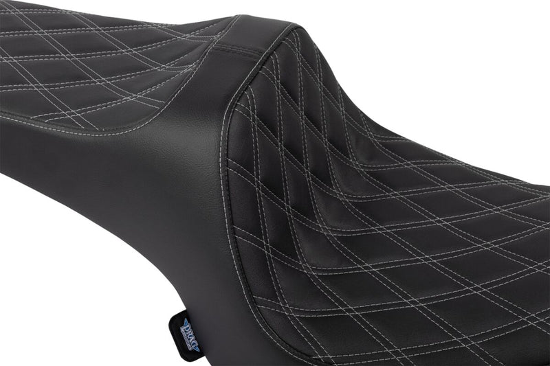 Drag Specialties Seats Predator III Seat for 2020-2025 INDIAN CHALLENGER Black Silver 2-Up Seat Vinyl #4718C