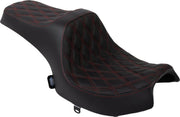 Drag Specialties Seats Predator III Seat for 2020-2025 INDIAN CHALLENGER Black 2-Up Seat Vinyl Black| Red