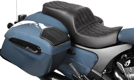 Drag Specialties Seats Freedom Touring Seat for 2020-2026 INDIAN Black 2-Up Seat Leather Vinyl
