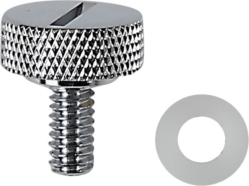 Drag Specialties Seat Knob Kit Chrome Silver Slotted Steel #370297