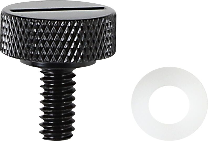 Drag Specialties Seat Knob Kit Black Slotted Steel #370298