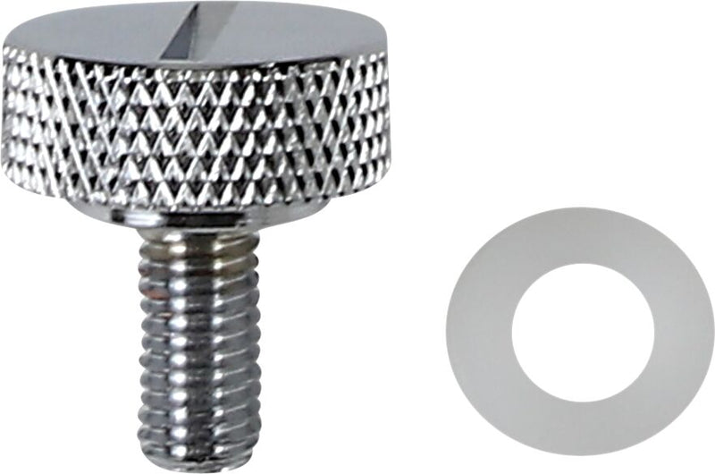 Drag Specialties Seat Knob Kit Chrome Silver Slotted Steel #370295