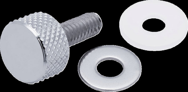 Ciro Seat Thumbscrews for 1996-2026 Harley-Davidson Chrome Silver Nylon Set