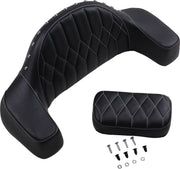 Mustang Seats Black Diamond Stitched Passenger Backrest/Armrest w/White Thread for 2015-2019 Indian Roadmaster Motorcycles