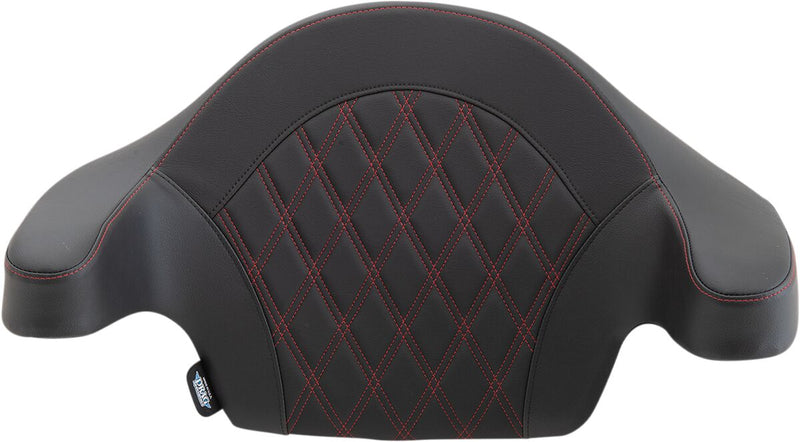 Drag Specialties Red Double Diamond Tour Pak Backrest Pad for 2014-2025 Harley-Davidson Road King Motorcycles