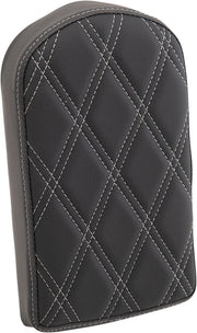 Drag Specialties Black Double Diamond Passenger Sissy Bar Pad w/Silver Stitching