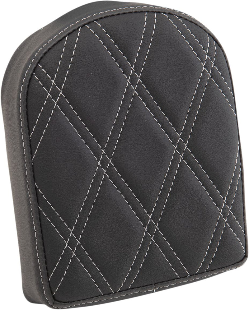 Drag Specialties Black Double Diamond Passenger Sissy Bar Pad w/Silver Stitching