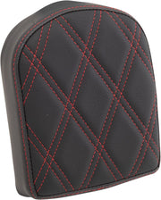 Drag Specialties Black Double Diamond Passenger Sissy Bar Pad w/Red Stitching