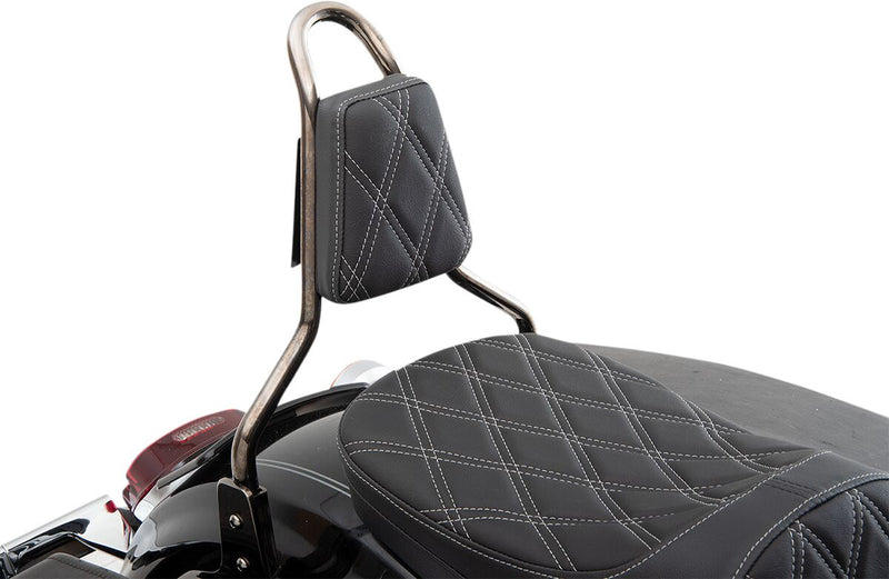 Drag Specialties Black Double Diamond Tapered Sissy Bar Pad w/Silver Stitching