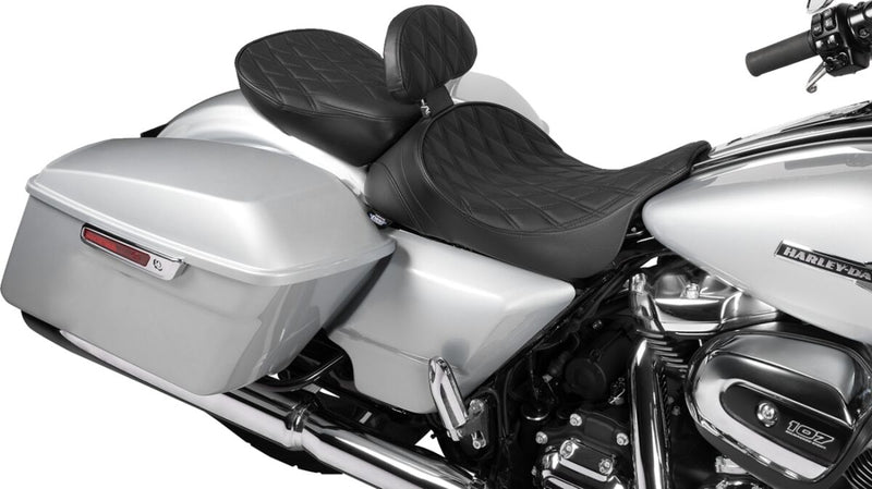 Drag Specialties Seats EZ Glide II™ Small Backrest Black Chrome Leather Vinyl Each