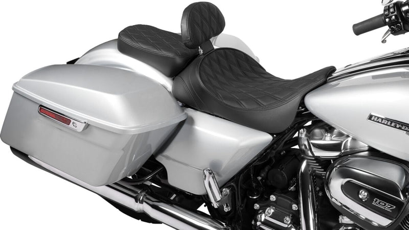 Drag Specialties Seats EZ Glide II™ Small Backrest Black Chrome Leather Vinyl Each