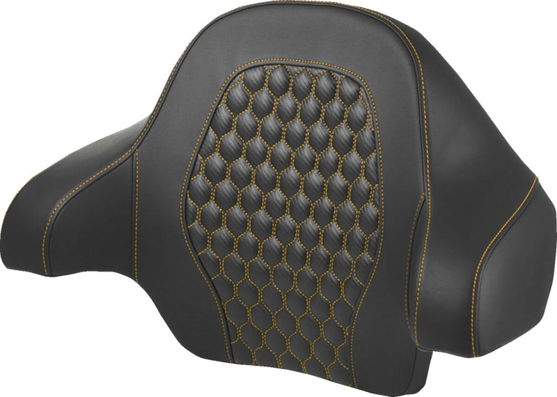 Saddlemen Honeycomb Tour Pack Backrest Pad for 2014-2025 Harley-Davidson Roadsofa™ Black Gold Tour-Pak® Saddlehyde™ #814-07-19007