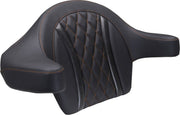 Mustang Extended Arm Wrap-Around Backrest for 2023-2026 Harley-Davidson Black Orange