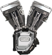 S&S Cycle T124 High Compression Long Block Engine T-Series Chrome Wrinkle Black #310-0282A