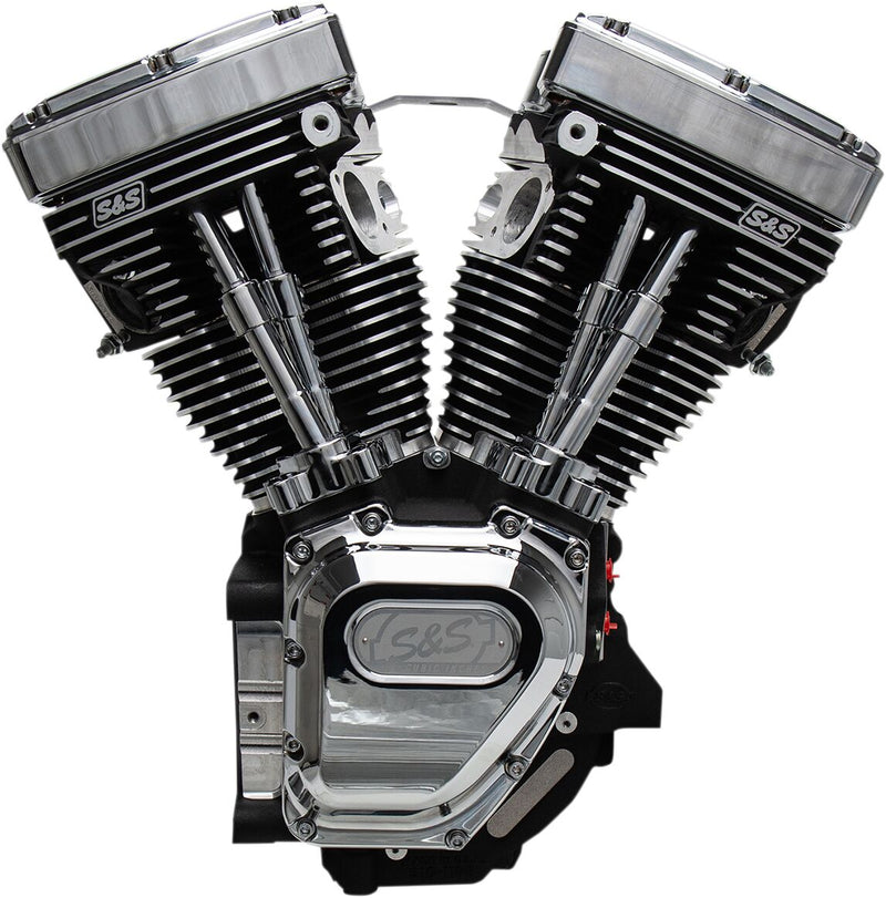S&S Cycle T111 Long Block Engine T-Series Chrome Wrinkle Black #310-0770A