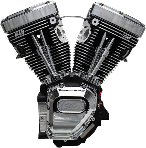 S&S Cycle T111 Long Block Engine T-Series Chrome Wrinkle Black