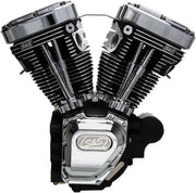 S&S Cycle T124 High Compression Long Block Engine T-Series Chrome Wrinkle Black #310-0400A