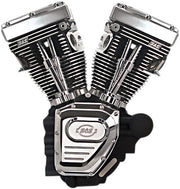 S&S Cycle T124 Low Compression Long Block Engine T-Series Chrome Wrinkle Black #310-0401A