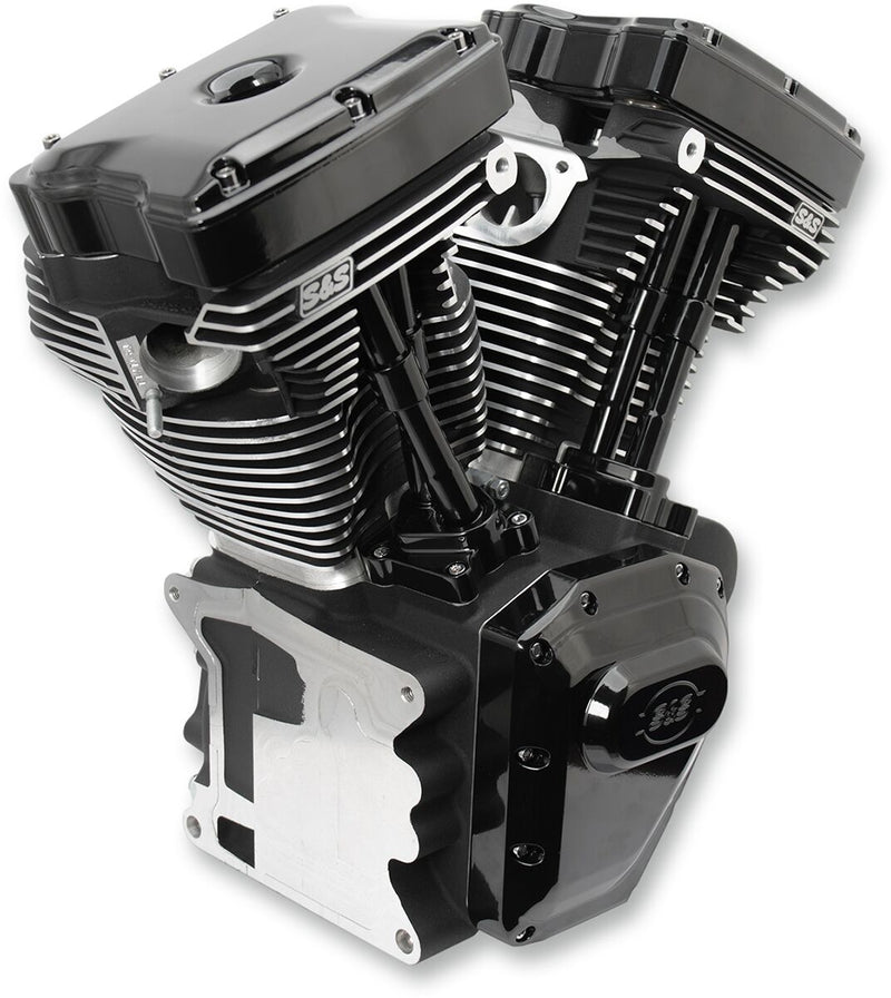 S&S Cycle Black T124 Long Block Engine for 1999-2006 Harley-Davidson Touring and 1999-2005 Harley-Davidson Dyna