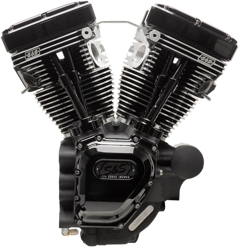 S&S Cycle Black T124 Long Block Engine for 2007-2016 Harley-Davidson Touring Models