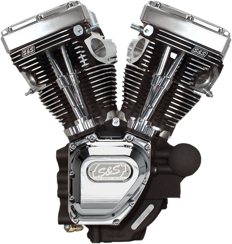 S&S Cycle T143 Long Block Engine T-Series Chrome Wrinkle Black #310-0883A