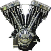 S&S Cycle V124 Long Block Engine for 1984-1999 Harley-Davidson Chrome Wrinkle Black