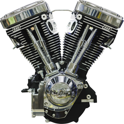 S&S Cycle V124 Long Block Engine for 1984-1999 Harley-Davidson Chrome Wrinkle Black
